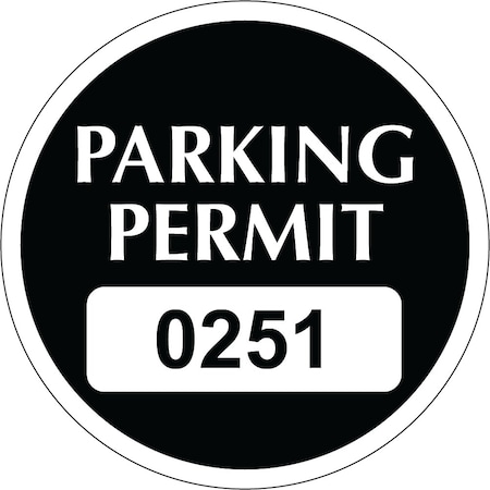 Lustre-Cal Static Cling Parking Permit Black 2in x 2in  Circle Serialized 251-300, 50PK 253753SCL1KDi0251